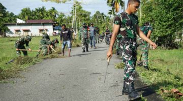 Satgas TMMD Abdya Gotong Royong Sambut Bungong Kayee