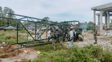 Program Manunggal Air Kodim Abdya di Padang Bak Jok Capai Progres Signifikan, TNI dan Warga Gotong Royong Tegakkan Tower Air